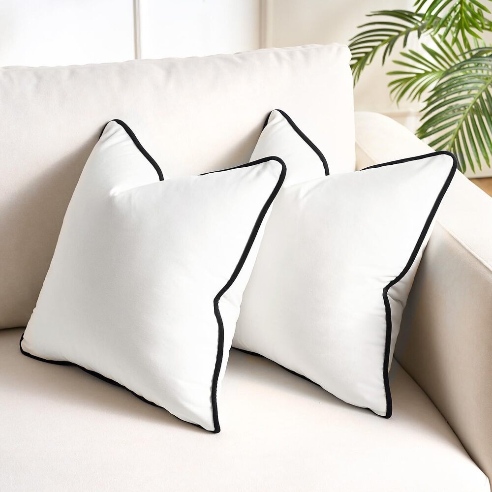 4576 White Throw Pillow Cover Velvet Cushion Covers 16x16 Pillow Covers Set